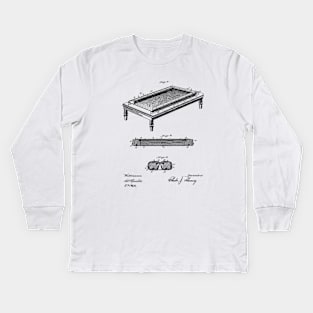 Folding Billiard Vintage Patent Drawing Kids Long Sleeve T-Shirt